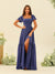 A-Line/Princess Ruffles Floor-Length Short Sleeves Bridesmaid Dresses