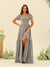A-Line/Princess Ruffles Floor-Length Short Sleeves Bridesmaid Dresses