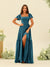 A-Line/Princess Ruffles Floor-Length Short Sleeves Bridesmaid Dresses