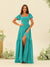 A-Line/Princess Ruffles Floor-Length Short Sleeves Bridesmaid Dresses