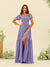 A-Line/Princess Ruffles Floor-Length Short Sleeves Bridesmaid Dresses