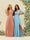 A-Line/Princess Ruffles V-Neck Short Sleeves Bridesmaid Dresses With Bowknot