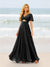 A-Line/Princess Ruffles V-Neck Short Sleeves Bridesmaid Dresses With Bowknot