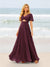 A-Line/Princess Ruffles V-Neck Short Sleeves Bridesmaid Dresses With Bowknot