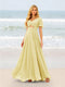 A-Line/Princess Ruffles V-Neck Short Sleeves Bridesmaid Dresses With Bowknot