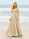 A-Line/Princess Ruffles V-Neck Short Sleeves Bridesmaid Dresses With Bowknot