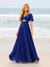 A-Line/Princess Ruffles V-Neck Short Sleeves Bridesmaid Dresses With Bowknot