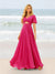 A-Line/Princess Ruffles V-Neck Short Sleeves Bridesmaid Dresses With Bowknot