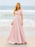 A-Line/Princess Ruffles V-Neck Short Sleeves Bridesmaid Dresses With Bowknot