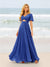 A-Line/Princess Ruffles V-Neck Short Sleeves Bridesmaid Dresses With Bowknot