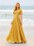 A-Line/Princess Ruffles V-Neck Short Sleeves Bridesmaid Dresses With Bowknot