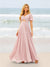A-Line/Princess Ruffles V-Neck Short Sleeves Bridesmaid Dresses With Bowknot