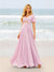 A-Line/Princess Ruffles V-Neck Short Sleeves Bridesmaid Dresses With Bowknot