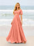 A-Line/Princess Ruffles V-Neck Short Sleeves Bridesmaid Dresses With Bowknot