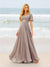 A-Line/Princess Ruffles V-Neck Short Sleeves Bridesmaid Dresses With Bowknot
