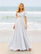 A-Line/Princess Ruffles V-Neck Short Sleeves Bridesmaid Dresses With Bowknot