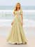 A-Line/Princess Ruffles V-Neck Short Sleeves Bridesmaid Dresses With Bowknot