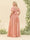 A-Line/Princess Ruffles V-Neck Short Sleeves Plus Size Bridesmaid Dresses With Bowknot