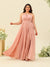 A-Line/Princess Halter Plus Size Long Bridesmaid Dresses with Split Side & Ruffles