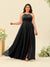 A-Line/Princess Halter Plus Size Long Bridesmaid Dresses with Split Side & Ruffles