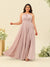 A-Line/Princess Halter Plus Size Long Bridesmaid Dresses with Split Side & Ruffles