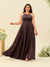 A-Line/Princess Halter Plus Size Long Bridesmaid Dresses with Split Side & Ruffles