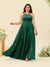 A-Line/Princess Halter Plus Size Long Bridesmaid Dresses with Split Side & Ruffles