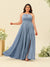 A-Line/Princess Halter Plus Size Long Bridesmaid Dresses with Split Side & Ruffles