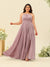 A-Line/Princess Halter Plus Size Long Bridesmaid Dresses with Split Side & Ruffles