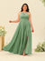 A-Line/Princess Halter Plus Size Long Bridesmaid Dresses with Split Side & Ruffles