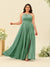 A-Line/Princess Halter Plus Size Long Bridesmaid Dresses with Split Side & Ruffles