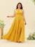 A-Line/Princess Halter Plus Size Long Bridesmaid Dresses with Split Side & Ruffles