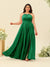 A-Line/Princess Halter Plus Size Long Bridesmaid Dresses with Split Side & Ruffles