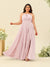 A-Line/Princess Halter Plus Size Long Bridesmaid Dresses with Split Side & Ruffles