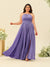 A-Line/Princess Halter Plus Size Long Bridesmaid Dresses with Split Side & Ruffles