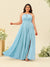 A-Line/Princess Halter Plus Size Long Bridesmaid Dresses with Split Side & Ruffles