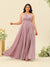 A-Line/Princess Halter Plus Size Long Bridesmaid Dresses with Split Side & Ruffles