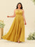 A-Line/Princess Halter Plus Size Long Bridesmaid Dresses with Split Side & Ruffles