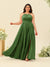 A-Line/Princess Halter Plus Size Long Bridesmaid Dresses with Split Side & Ruffles