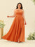 A-Line/Princess Halter Plus Size Long Bridesmaid Dresses with Split Side & Ruffles