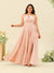 A-Line/Princess Halter Plus Size Long Bridesmaid Dresses with Split Side & Ruffles