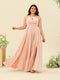 A-Line/Princess Halter Plus Size Long Bridesmaid Dresses with Split Side & Ruffles
