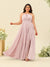 A-Line/Princess Halter Plus Size Long Bridesmaid Dresses with Split Side & Ruffles