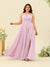 A-Line/Princess Halter Plus Size Long Bridesmaid Dresses with Split Side & Ruffles