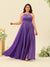A-Line/Princess Halter Plus Size Long Bridesmaid Dresses with Split Side & Ruffles