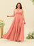 A-Line/Princess Halter Plus Size Long Bridesmaid Dresses with Split Side & Ruffles