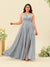 A-Line/Princess Halter Plus Size Long Bridesmaid Dresses with Split Side & Ruffles