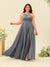 A-Line/Princess Halter Plus Size Long Bridesmaid Dresses with Split Side & Ruffles