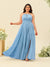 A-Line/Princess Halter Plus Size Long Bridesmaid Dresses with Split Side & Ruffles