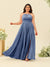 A-Line/Princess Halter Plus Size Long Bridesmaid Dresses with Split Side & Ruffles